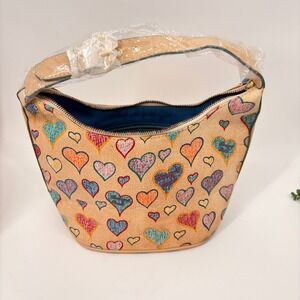 Dooney‎ & Bourke Heart Print Hobo Bag Purse Y2K Shoulder Bag